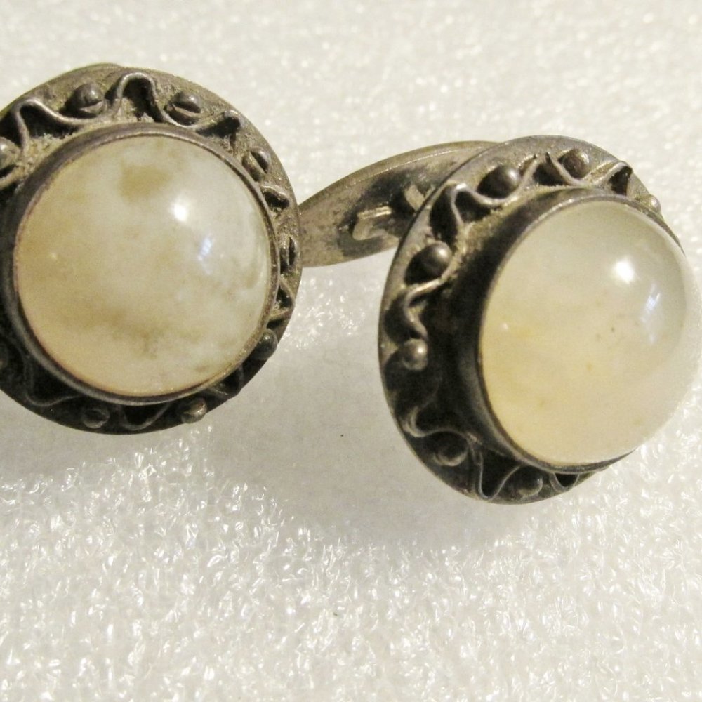 Antique Moonstone Cufflinks with British Hallmarks